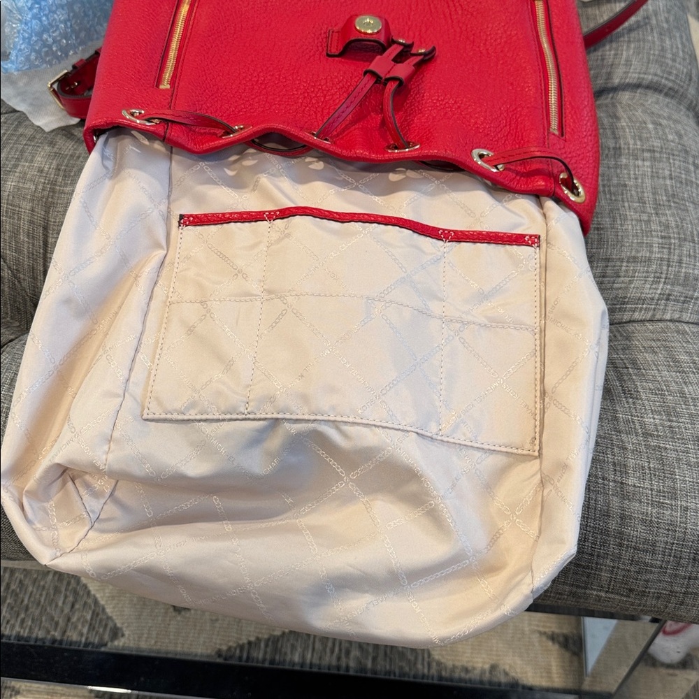 Michael Kors Viv Red Leather Convertible Backpack Crossbody - Picture 10 of 17